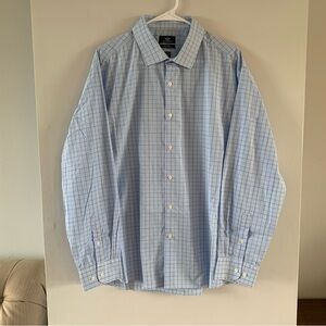 Check Dress Shirt Size XL Dockers Light Blue Fitted Long Sleeve Mens